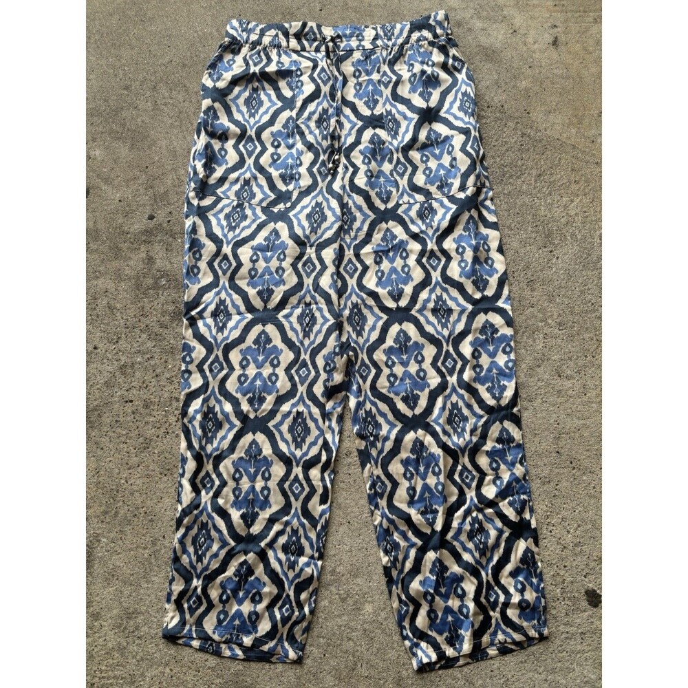 Zara Indie Ethnic Printed Trousers Adjustable Waistband Women's Size Medium - Picture 3 of 9